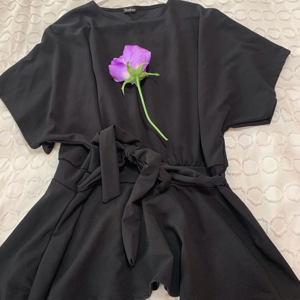 Waist Tied Short Sleeve Peplum Top